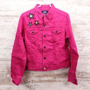 Authentic Icon Womens Size M Jean Jacket Denim Pink With Stars Button Up NWT